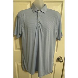 Draddy Sport Men's Blue Striped Performance Golf Polo Shirt Athletic Size Medium